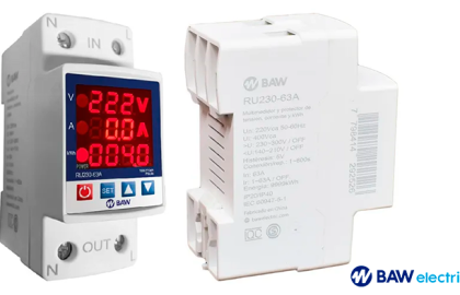 Protección digital monofásica de tensión (V), corriente (A) y energía (kWh)
